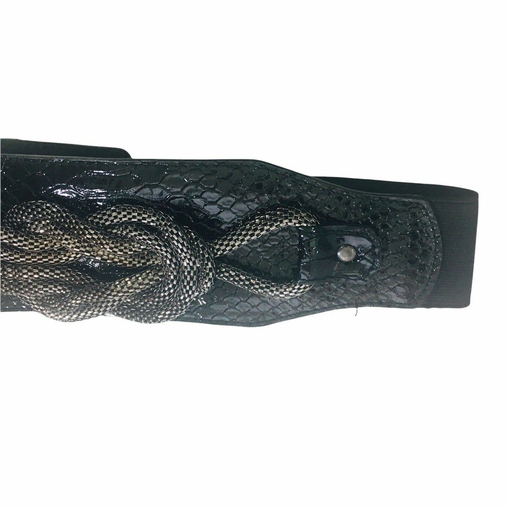 VINTAGE LEATHER BELT BLACK S/M - Picture 3 of 5